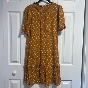 Fat Face High Neck Dark Yellow Midi Dress